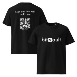 Bitvault unisex 100% organic cotton t-shirt with QR Code