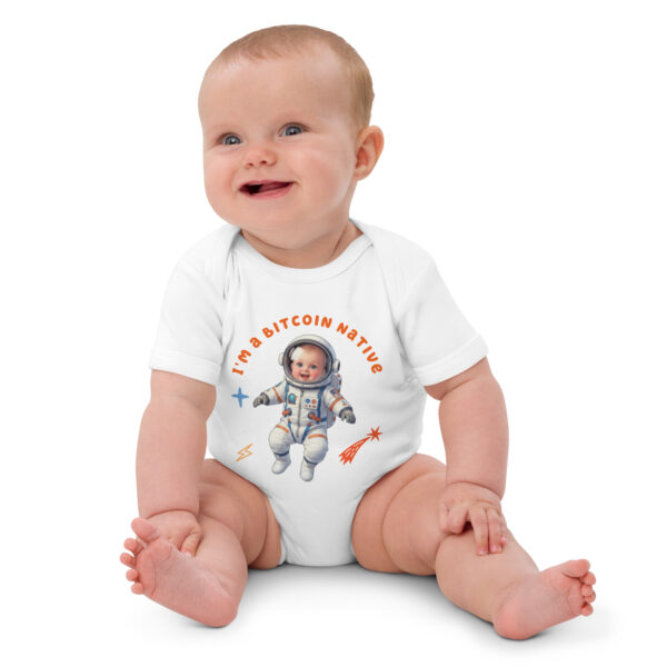 I'm a Bitcoin Native - white/Beige 100% Organic cotton baby bodysuit