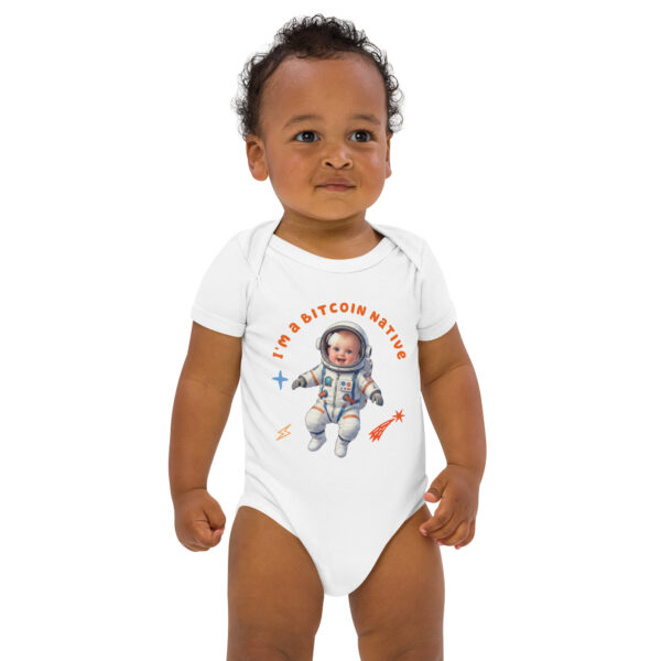 I'm a Bitcoin Native - white/Beige 100% Organic cotton baby bodysuit - Image 12